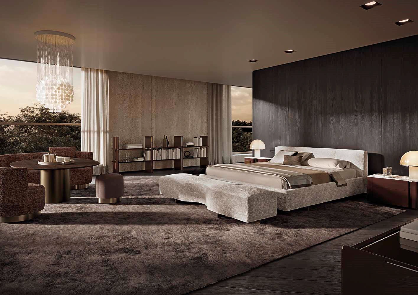 Каркас и наполнение: металл. Современный дизайн Кровать Yves Bed — Minotti, кожа, фото 2
