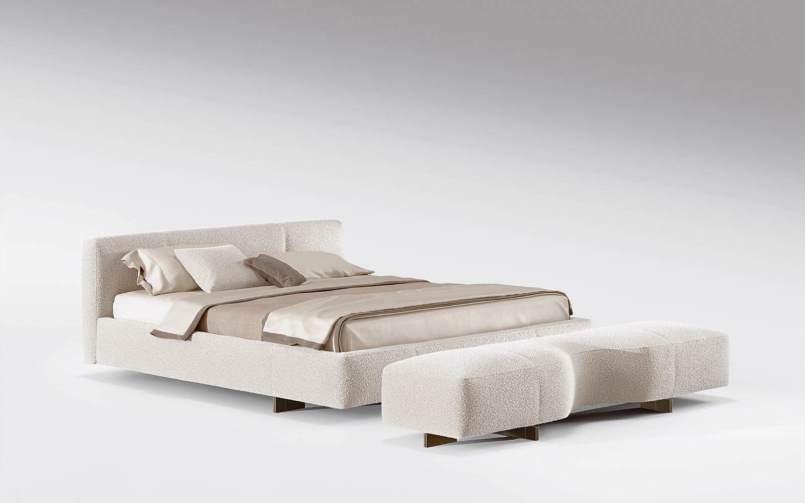 Каркас и наполнение: металл. Современный дизайн Кровать Yves Bed — Minotti, кожа, фото 6