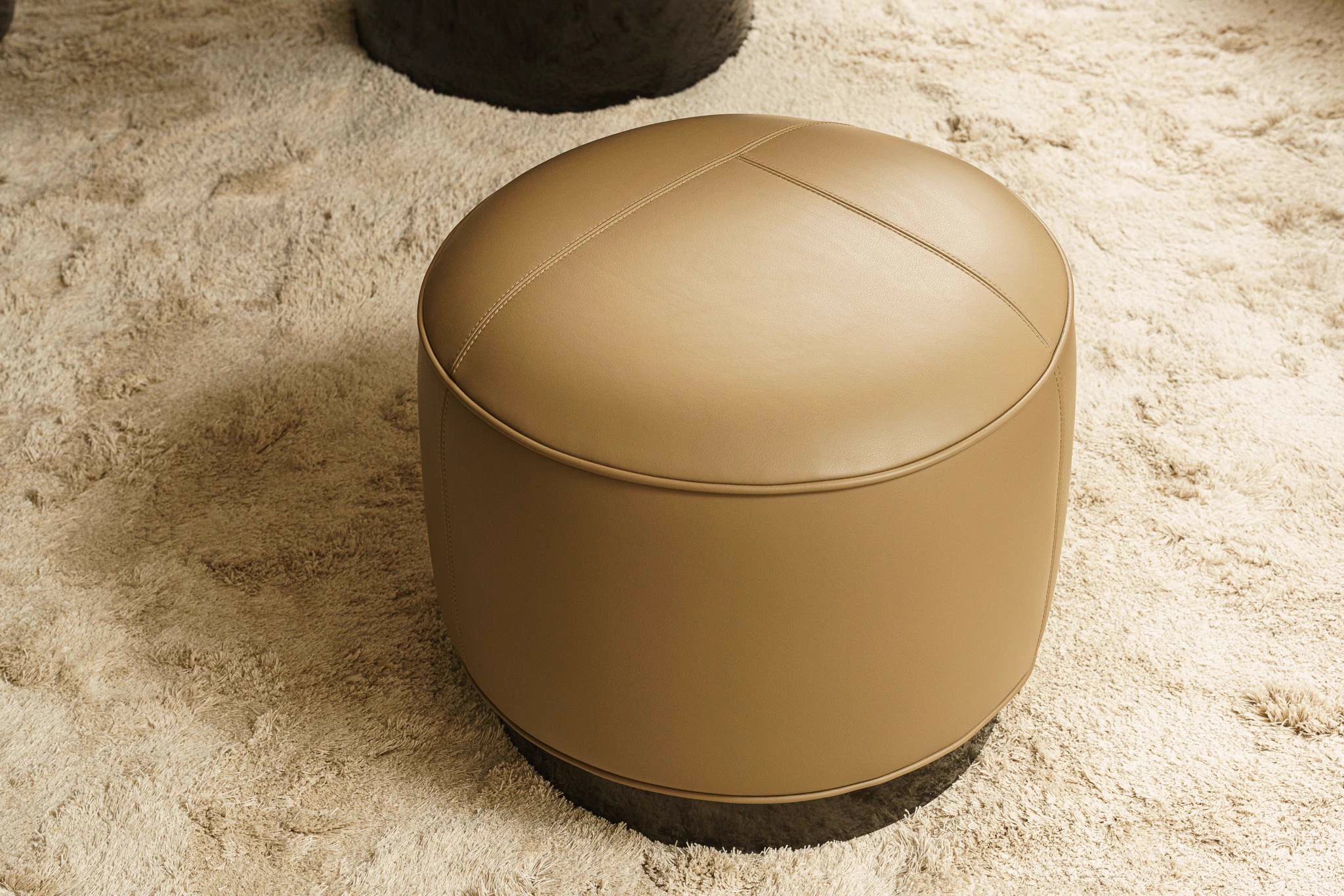 Пуф Yves Round boston leather 13 Deserto — Minotti, кожа, фото 4