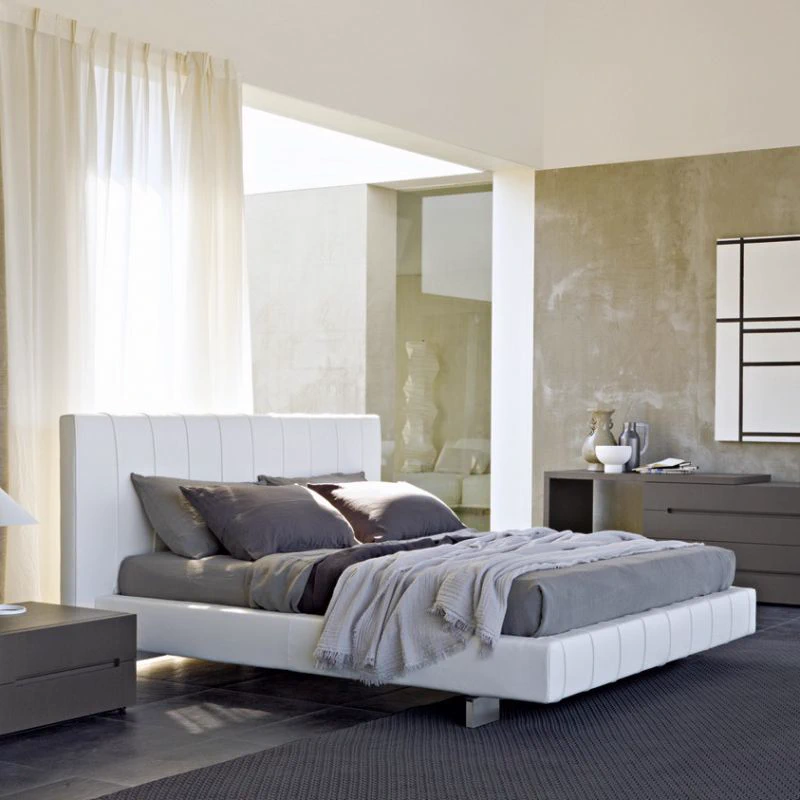 Кровать с функциональным изголовьем High-Wave — Molteni & C, кожа, фото 2