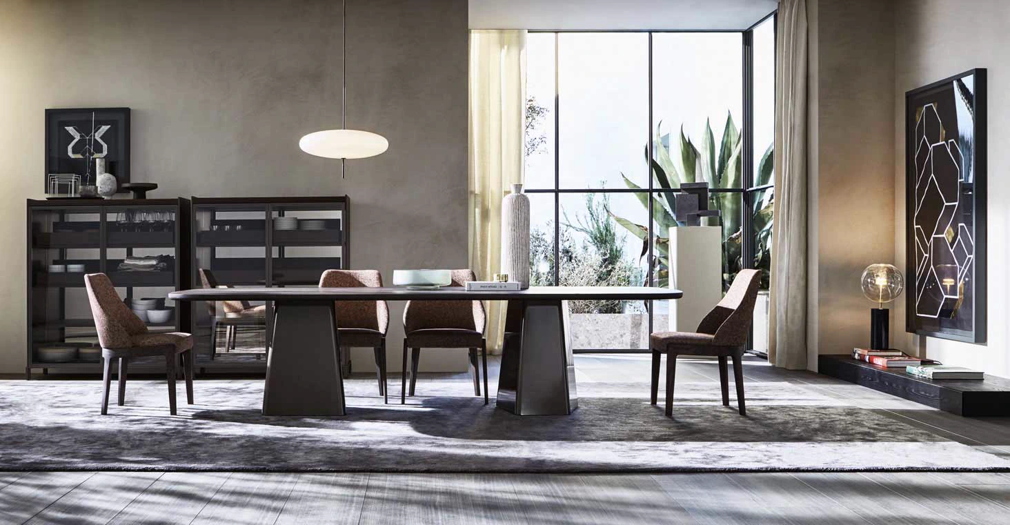 Каркас и наполнение: шпон, МДФ. Современный дизайн Стол Mayfair — Molteni & C, стекло, фото 2