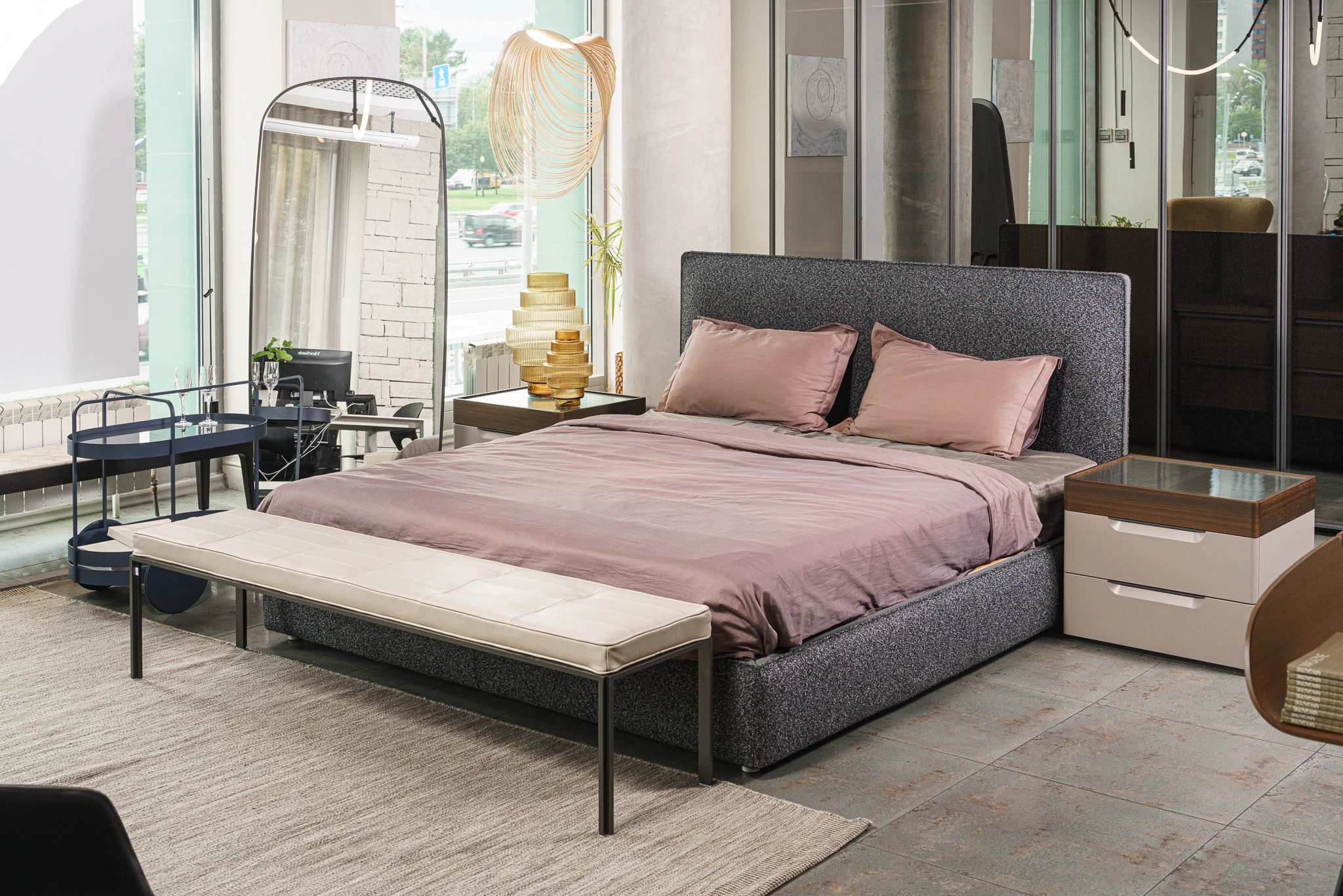 Кровать в стиле минимализм Ribbon Kiwi — Molteni & C, кожа