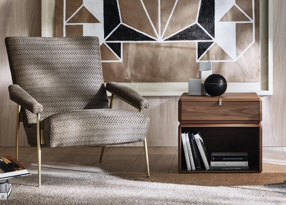Прикроватная тумбочка Teorema American Walnut — Molteni & C, кожа, фото 2