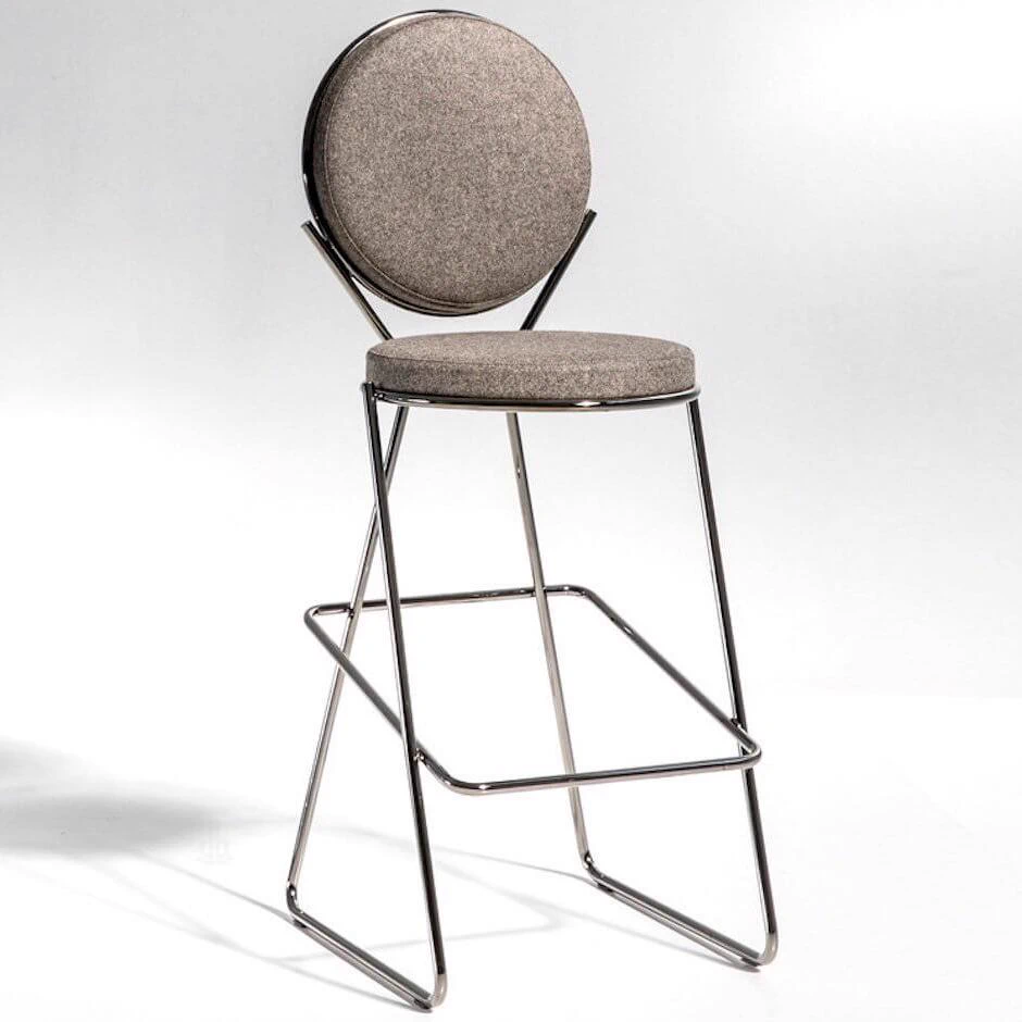 Каркас и наполнение: металл. Современный дизайн Барный стул Double Zero — Moroso, кожа