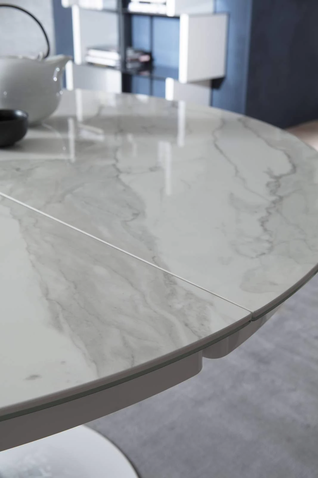 Раздвижной обеденный стол Eclipse CC07 – Pyroceram Glass Calacatta — Ozzio Italia, керамика, фото 2