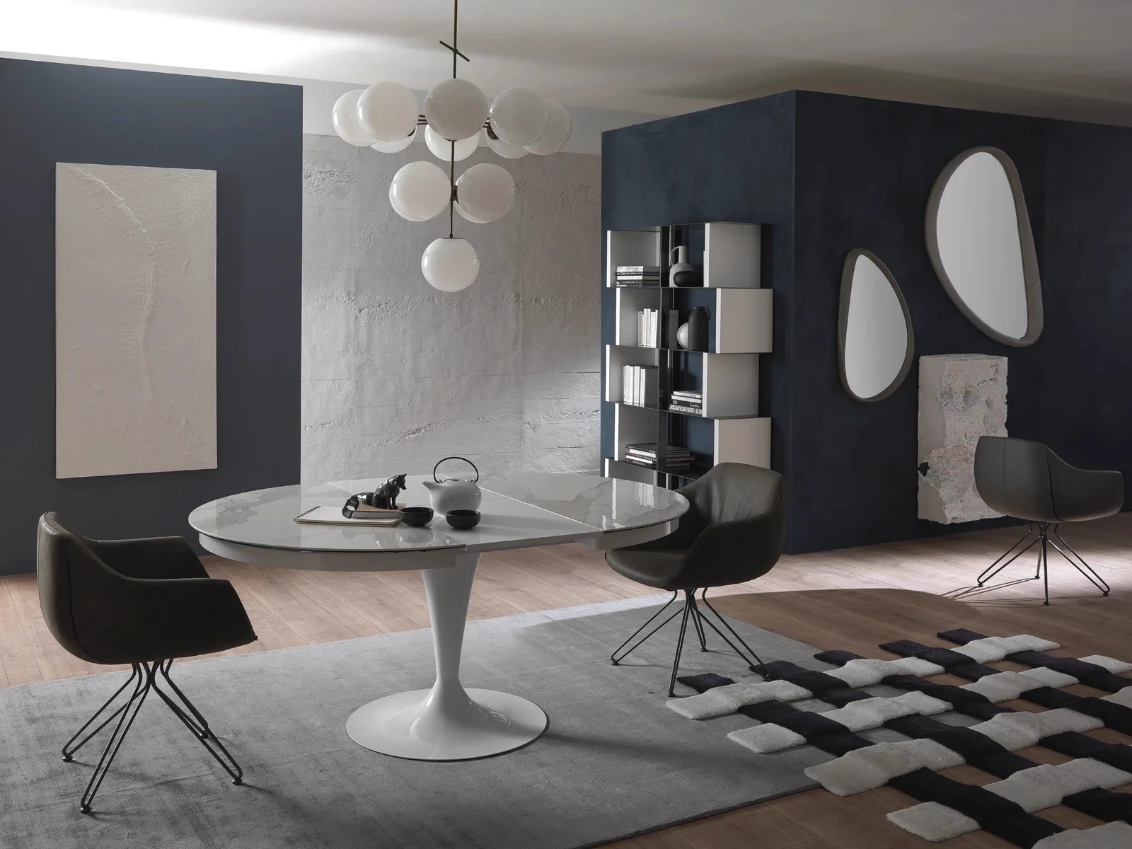 Раздвижной обеденный стол Eclipse CC07 – Pyroceram Glass Calacatta — Ozzio Italia, керамика, фото 3