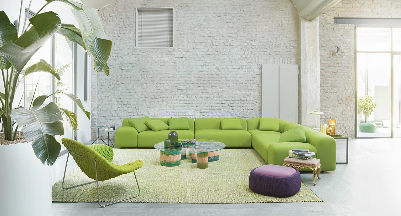 Каркас и наполнение: пенополиуретан. Современный дизайн Пуф Smile — Paola Lenti, ткань, фото 5