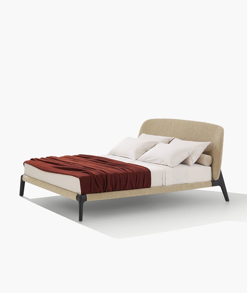 Кровать с парой роллов Curve 05 Cioccolato — Poliform, массив дерева, фото 5