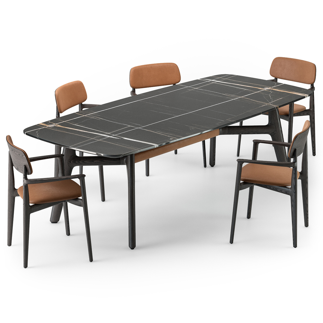 Стол Curve Sahara Noir — Poliform, кожа, фото 2
