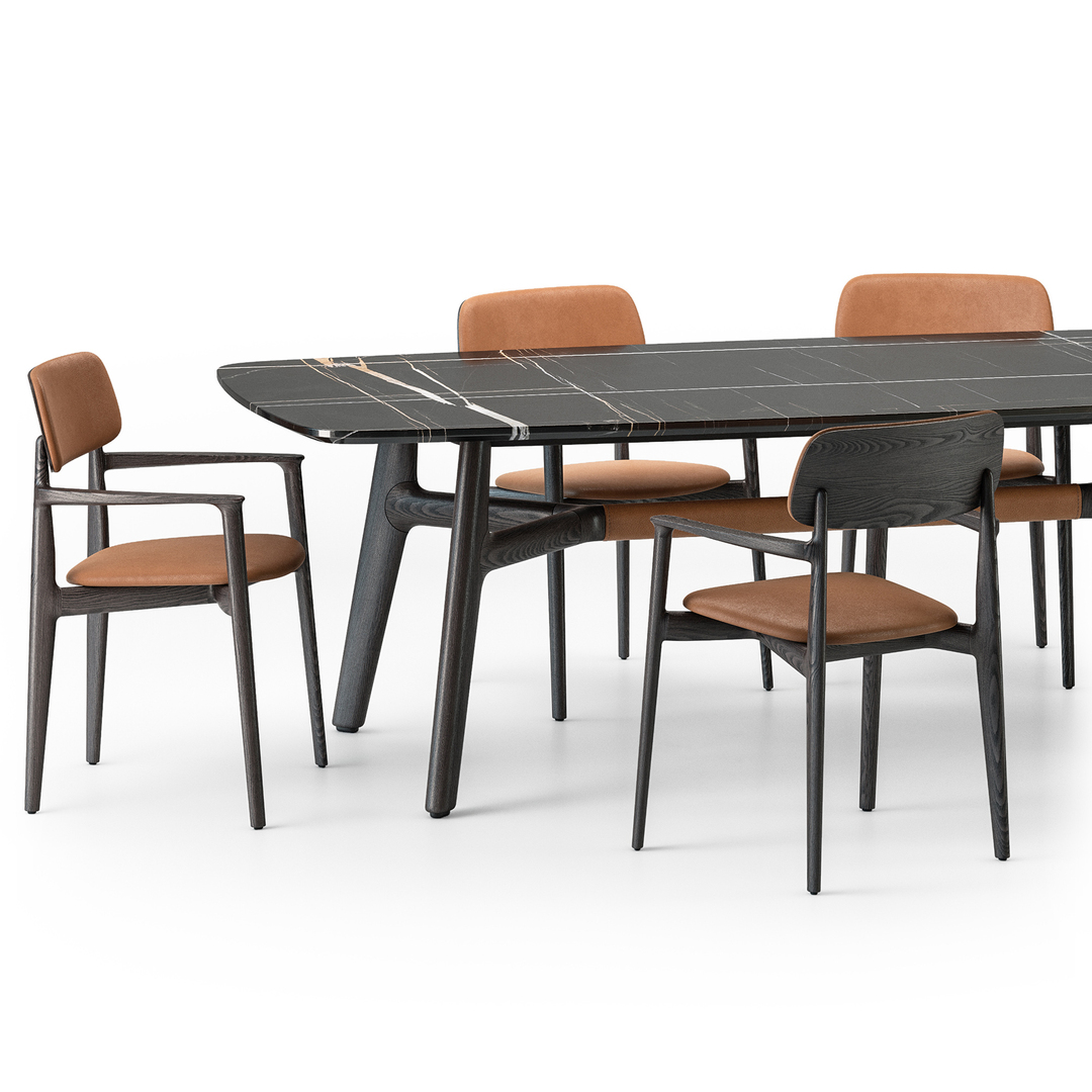 Стол Curve Sahara Noir — Poliform, кожа, фото 3