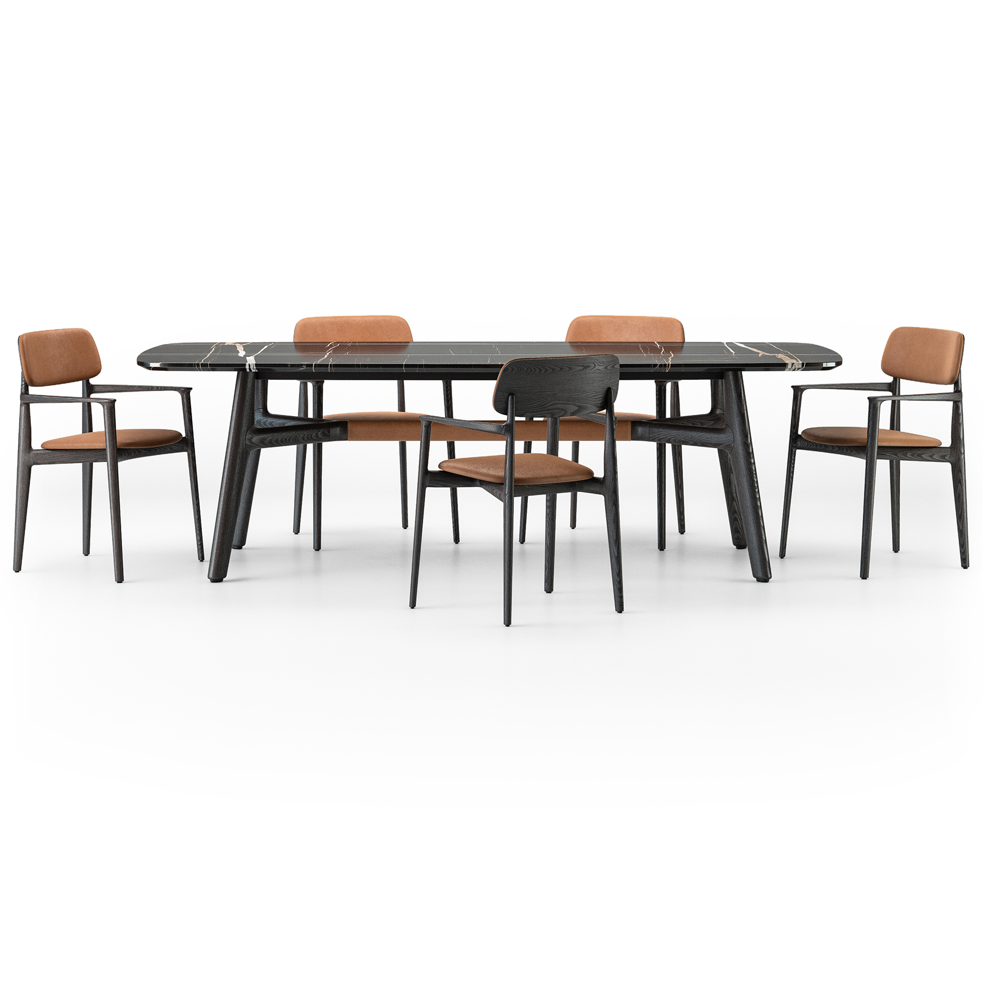 Стол Curve Sahara Noir — Poliform, кожа, фото 4