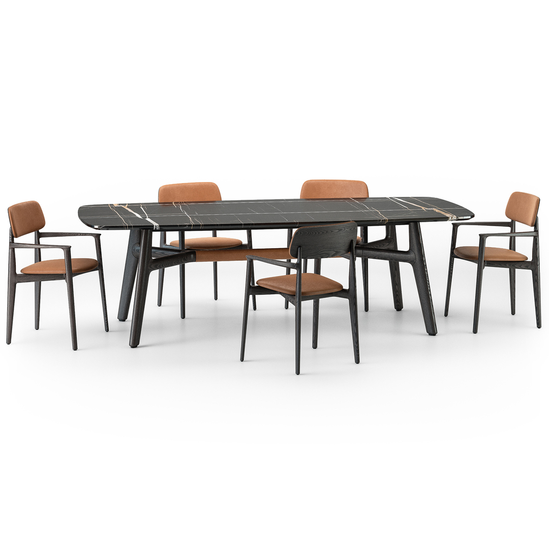 Стол Curve Sahara Noir — Poliform, кожа, фото 5