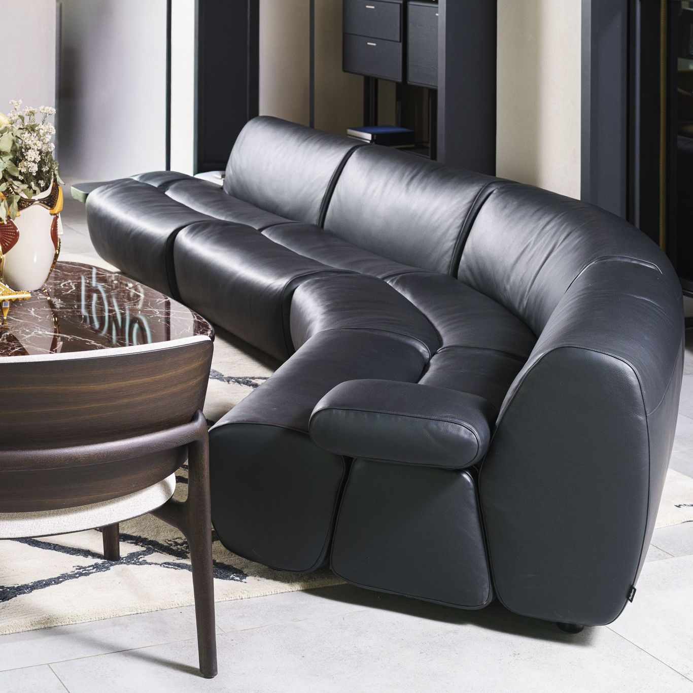 Модульный диван Ernest Leather black — Poliform, кожа, фото 2