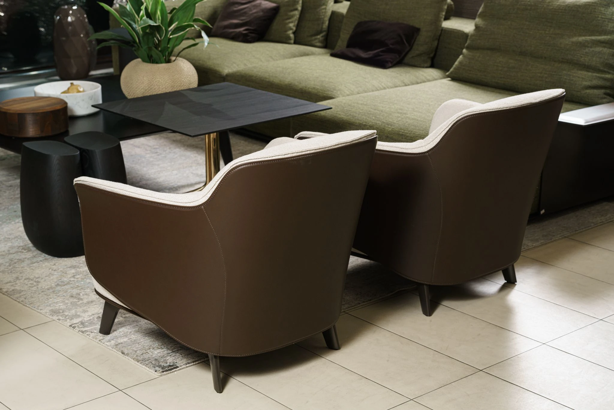 Кресло Kaori Caffee/Crema — Poliform, кожа, фото 6