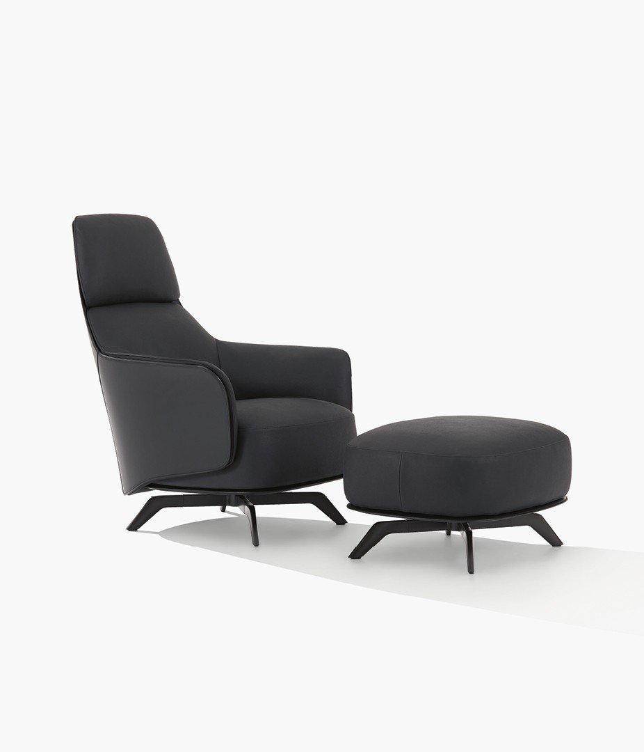 Пуф к креслу Kaori Lounge — Poliform, кожа, фото 4