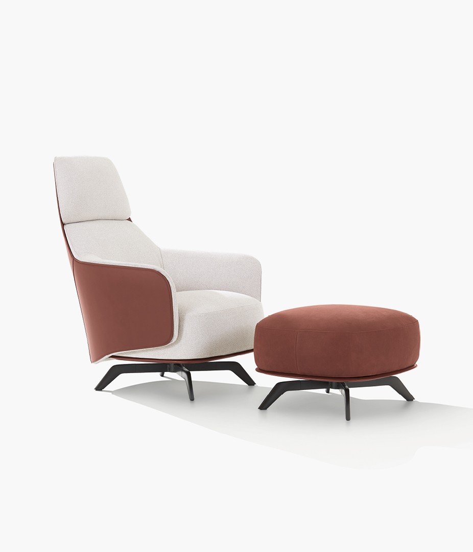 Пуф к креслу Kaori Lounge — Poliform, кожа, фото 5