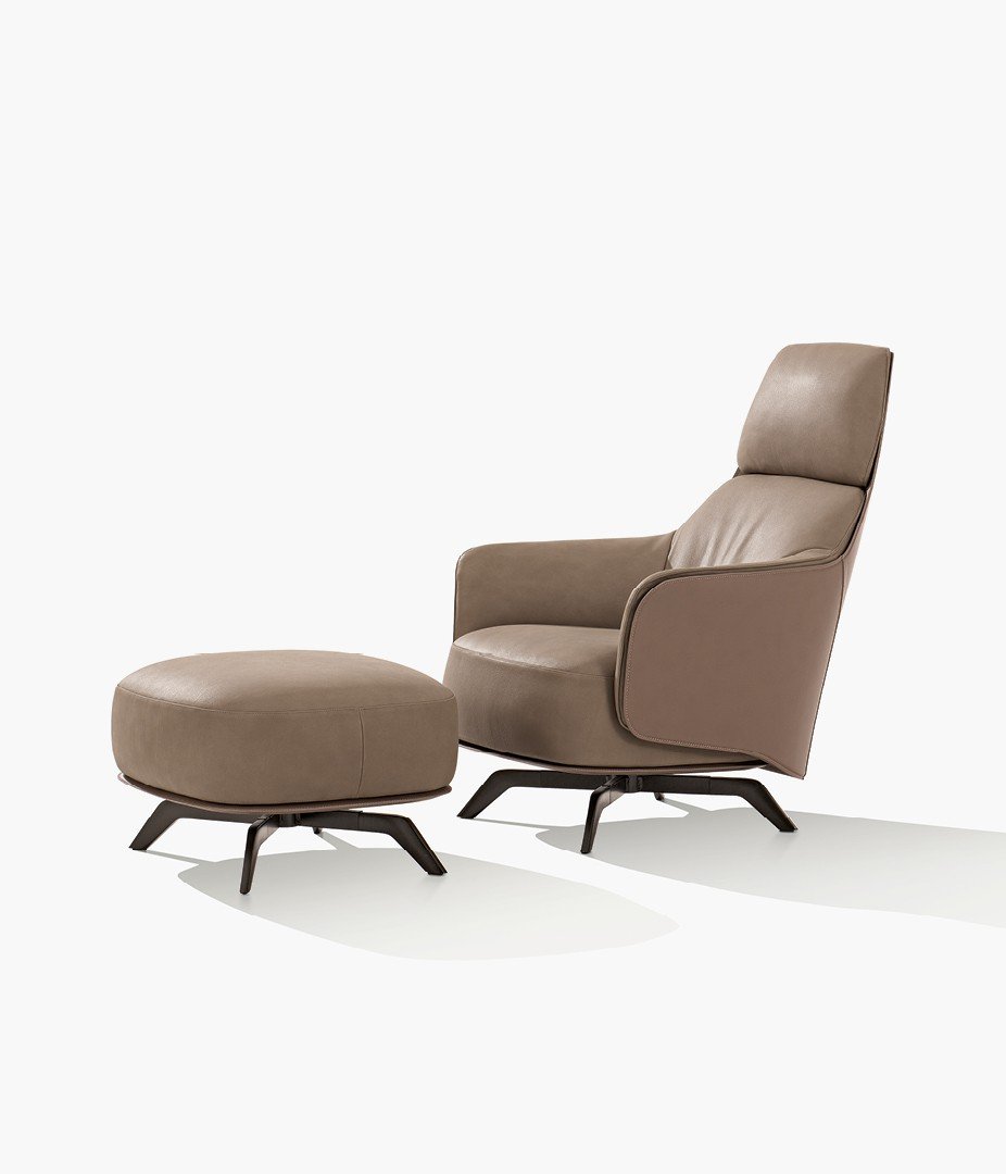 Пуф к креслу Kaori Lounge — Poliform, кожа, фото 6