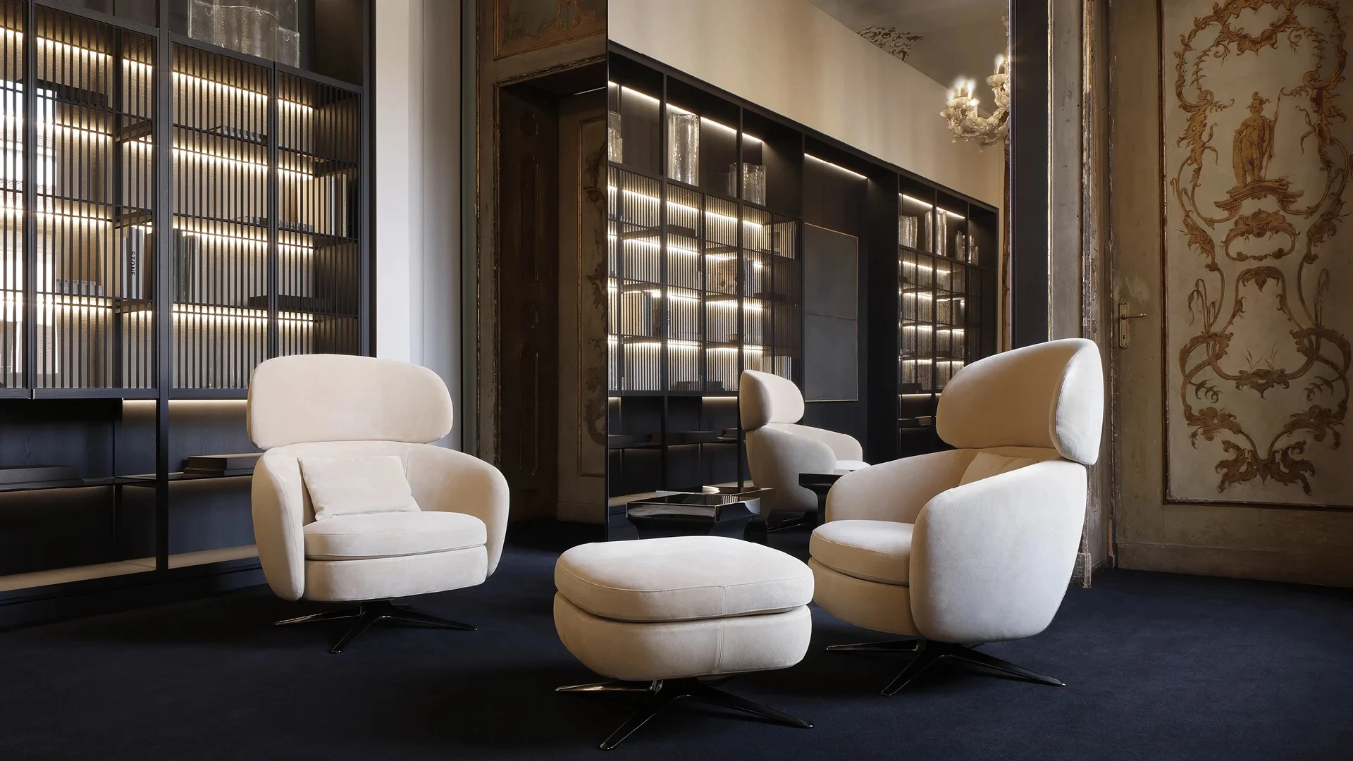 Каркас и наполнение: металл. Современный дизайн Кресло Orbis Lounge — Poliform, кожа, фото 5
