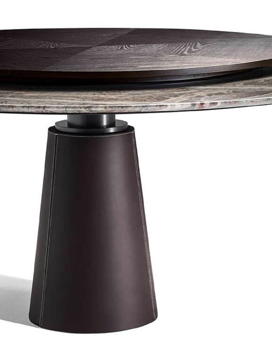 Каркас и наполнение: дерево. Современный дизайн Стол Mesa Due With Lazy Susan — Poltrona Frau, кожа, фото 4