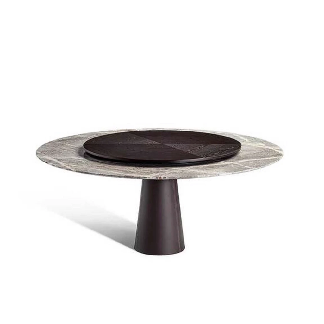 Каркас и наполнение: дерево. Современный дизайн Стол Mesa Due With Lazy Susan — Poltrona Frau, кожа