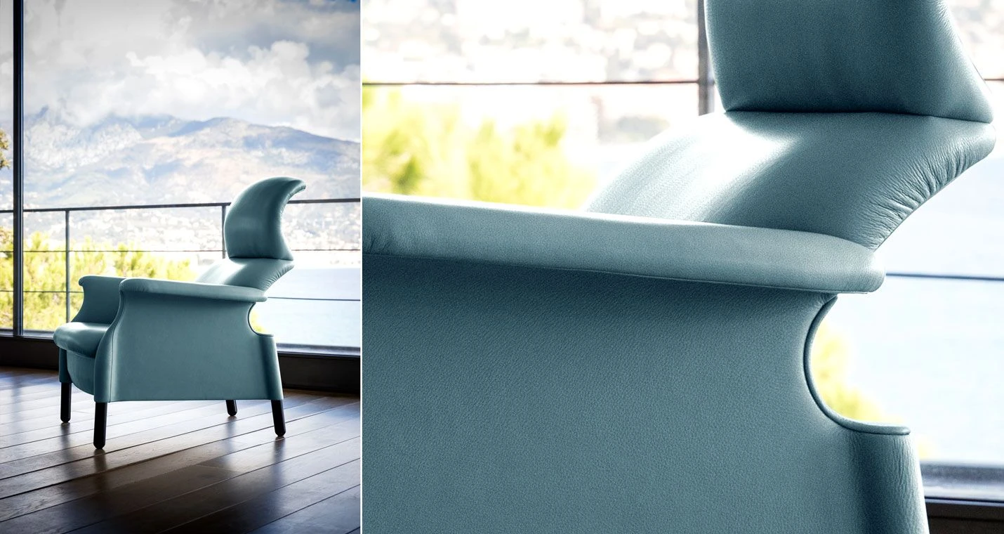 Кресло Sanluca Steel Blue — Poltrona Frau, кожа, фото 5