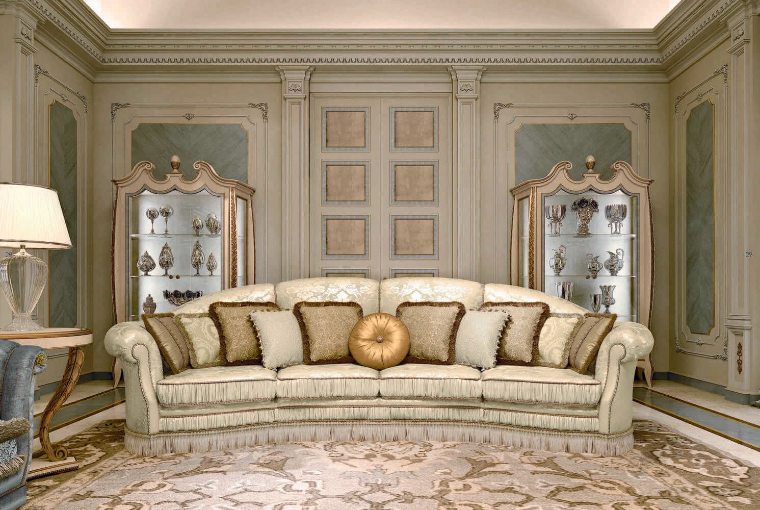 Каркас и наполнение: массив дерева. Классический стиль Диван Savoy D33 — Pregno, ткань, фото 2