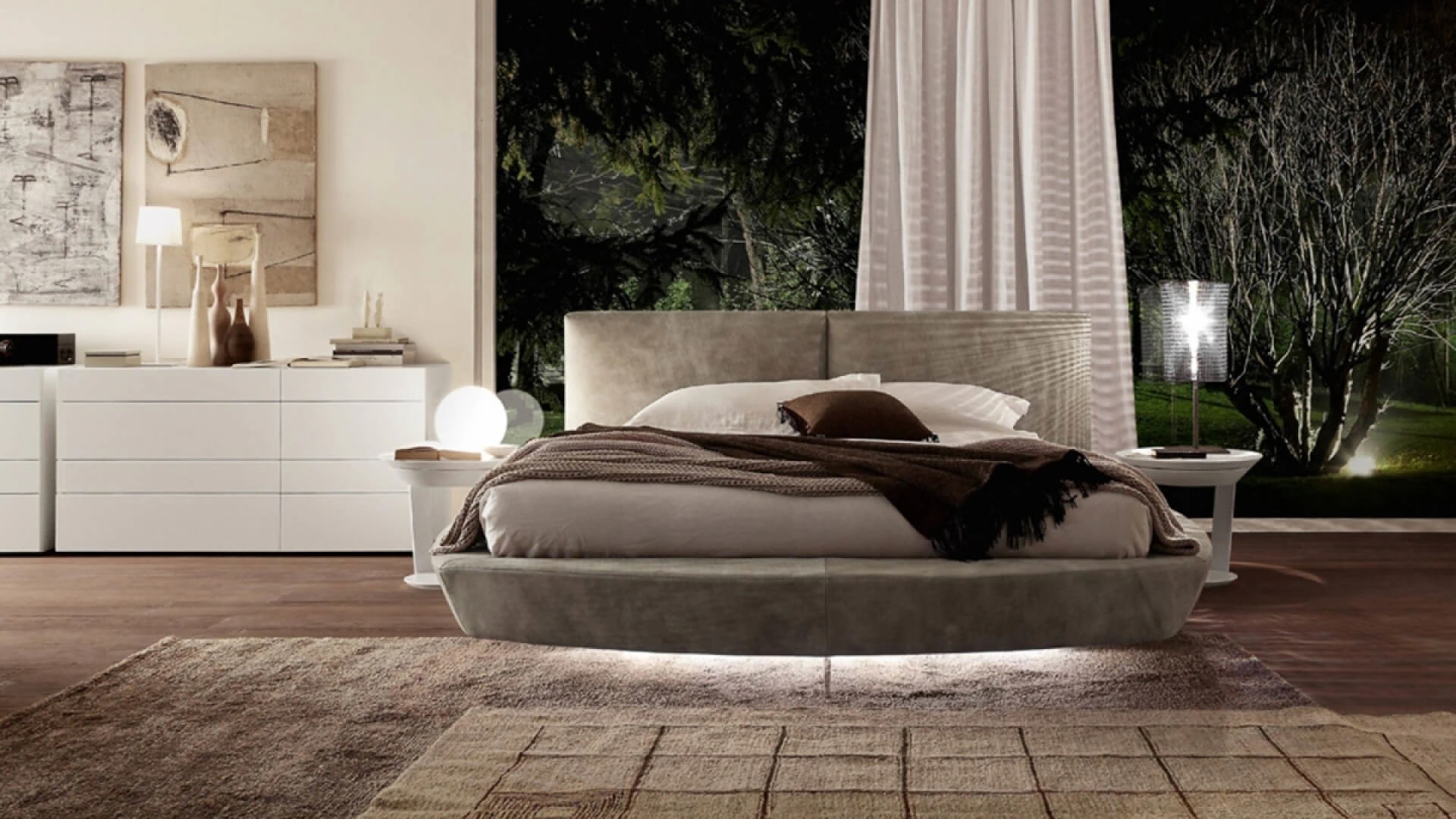 Круглая кровать Zero — Presotto, кожа, фото 5