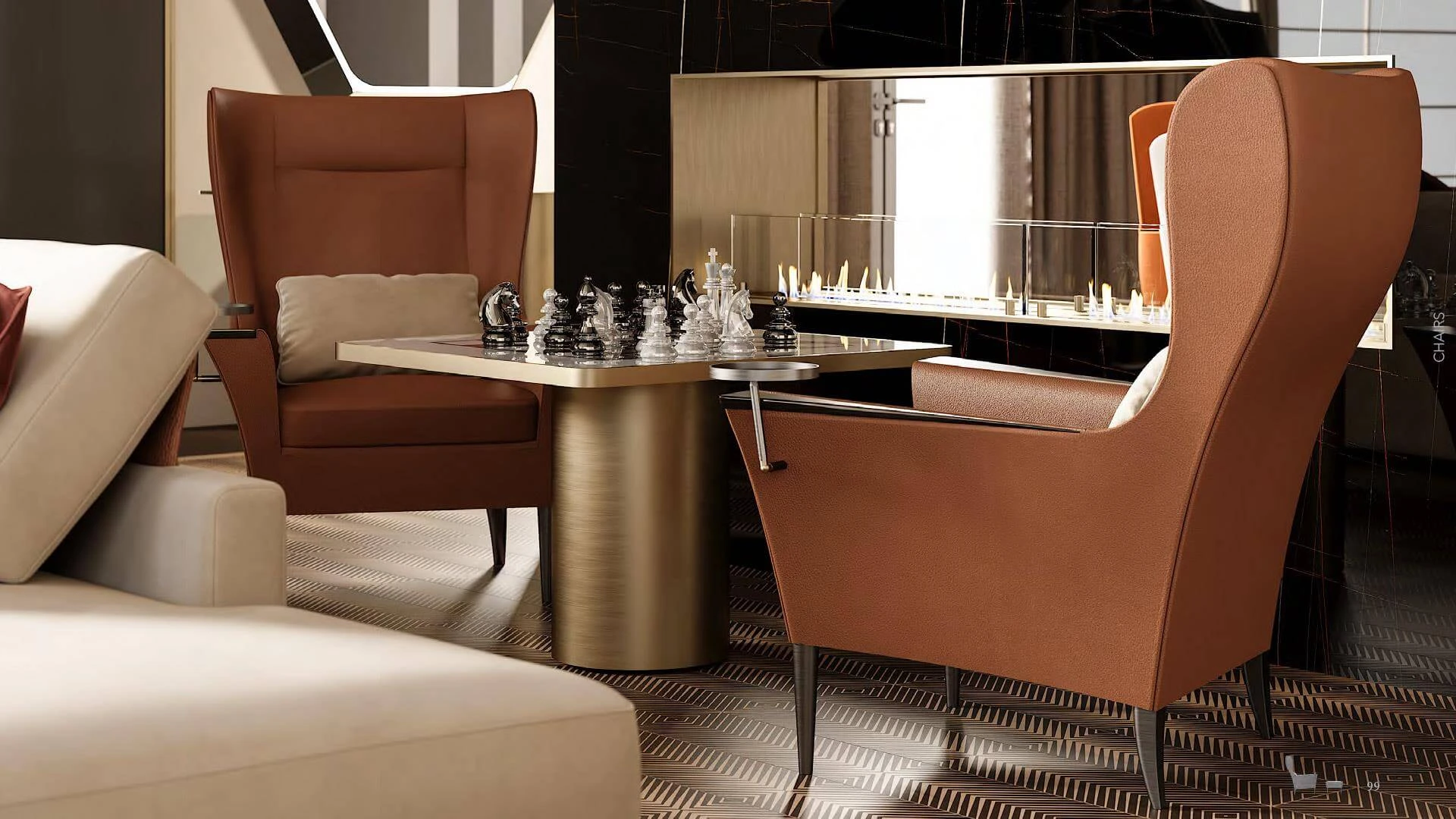 Каркас и наполнение: дерево, металл. Стиль ар-деко Кресло Bergere — Reflex Angelo, кожа, фото 2
