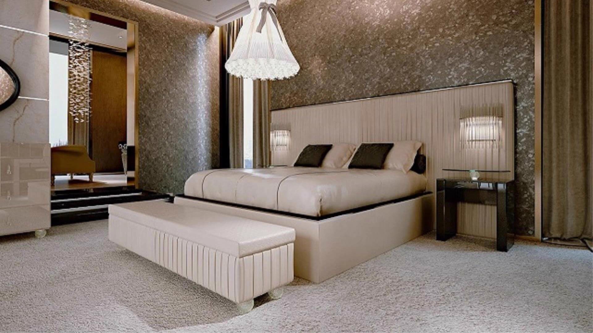 Каркас и наполнение: дерево, металл. Стиль ар-деко Кровать Plisse XL — Reflex Angelo, кожа, фото 3