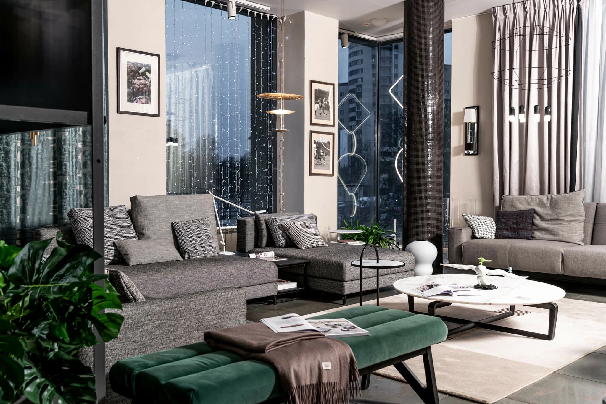 Диван угловой Nuvola Black white patterned — Rolf-benz, текстиль, фото 4