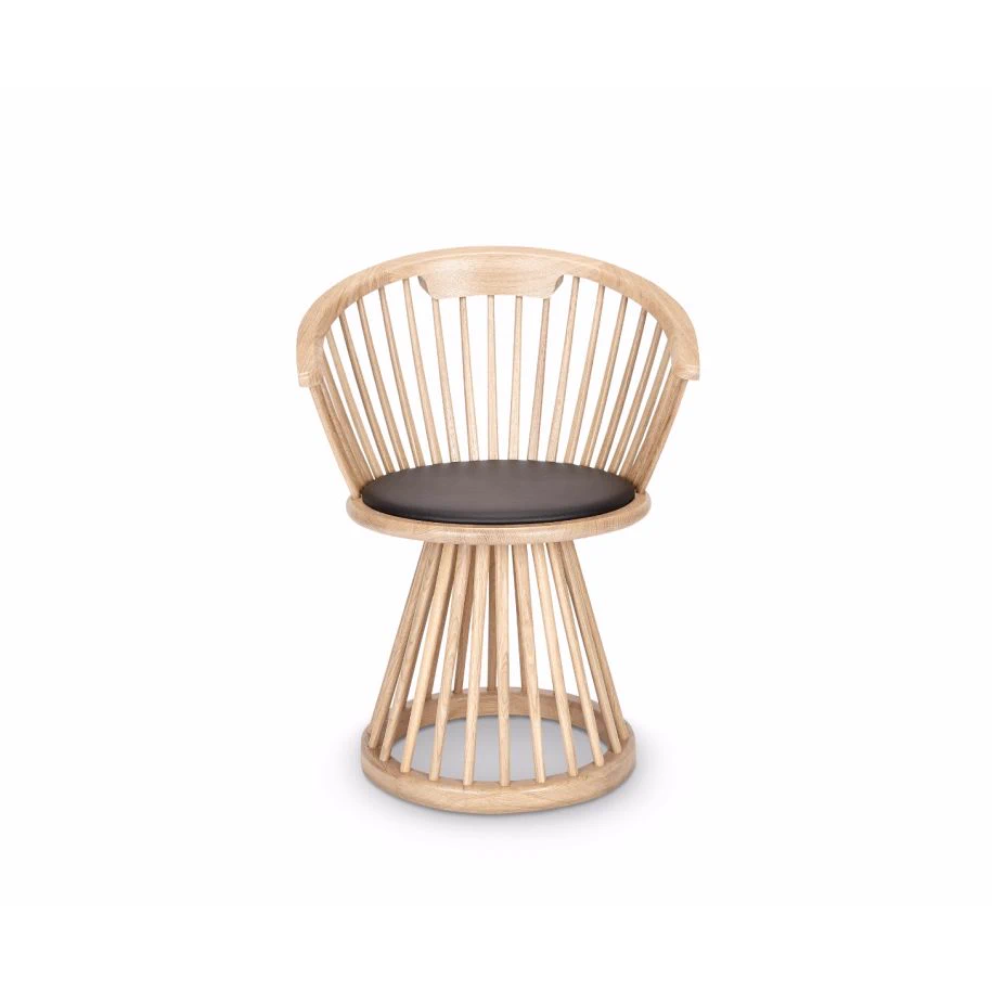 Каркас и наполнение: дерево. Современный дизайн Стул Fan Dining Chair — Tom Dixon, кожа, фото 2