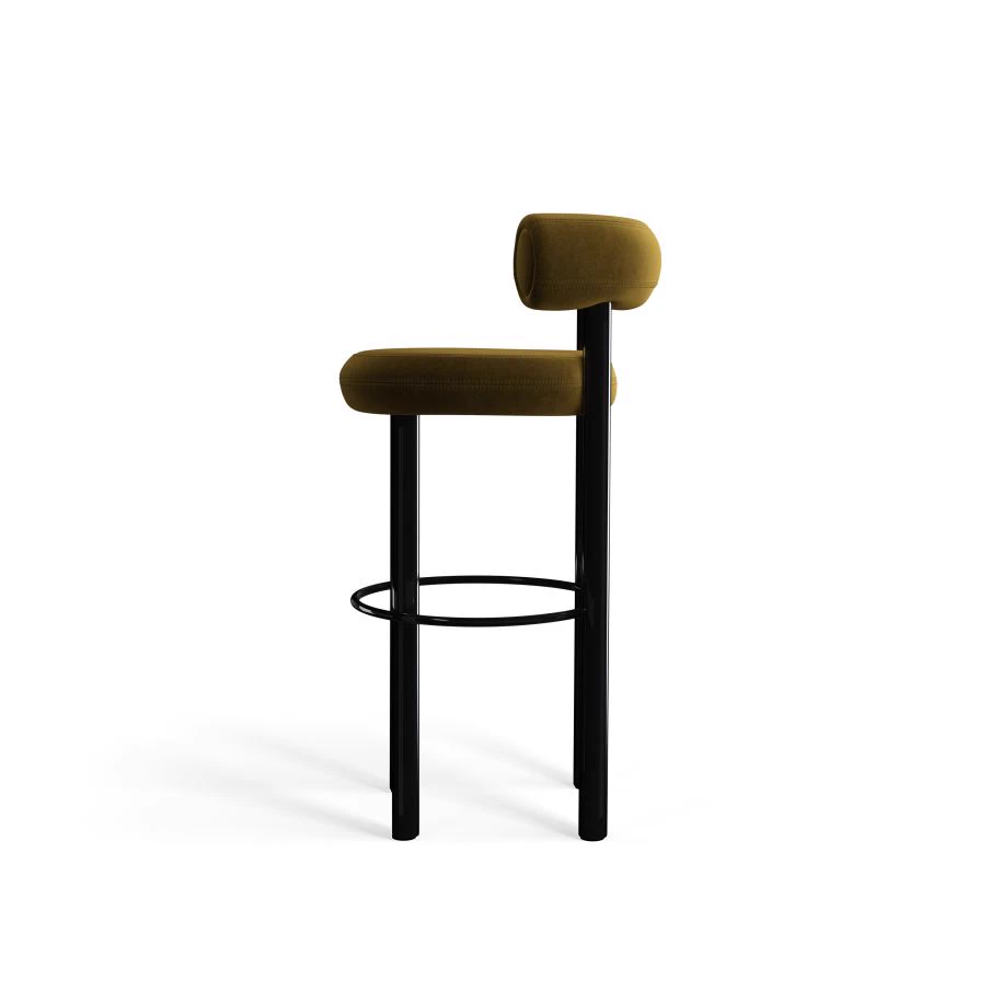 Каркас и наполнение: металл, ППУ. Современный дизайн Барный стул Fat Black Steel — Tom Dixon, текстиль, фото 2