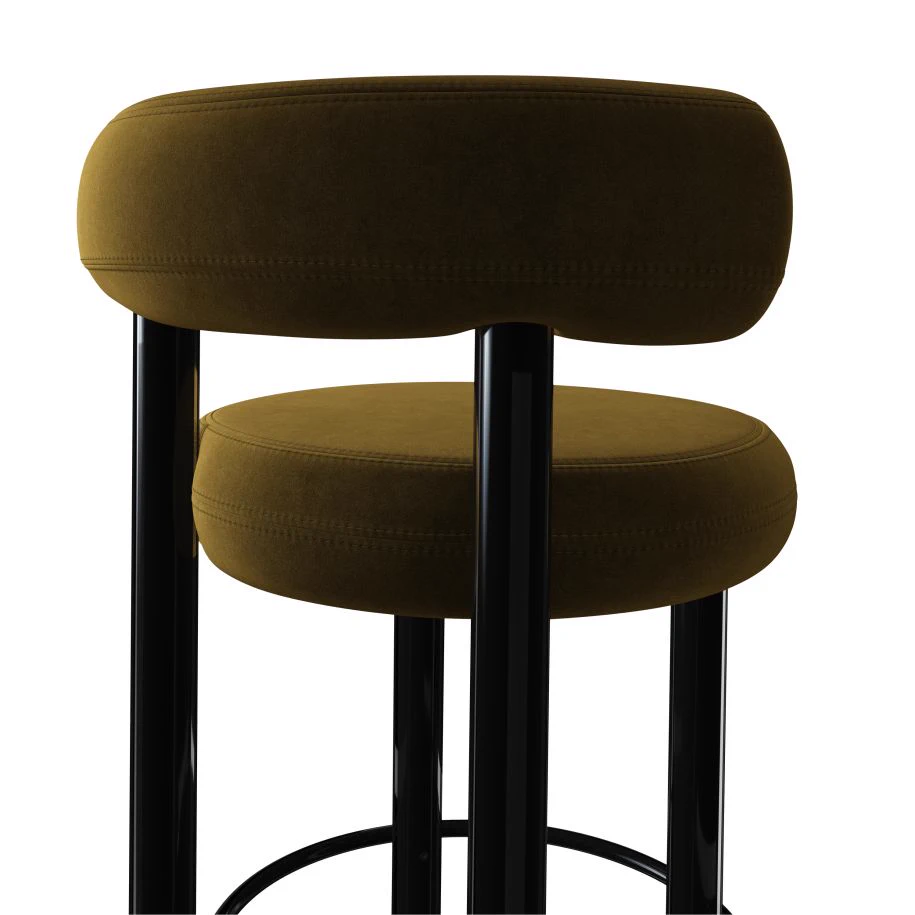 Каркас и наполнение: металл, ППУ. Современный дизайн Барный стул Fat Black Steel — Tom Dixon, текстиль, фото 5