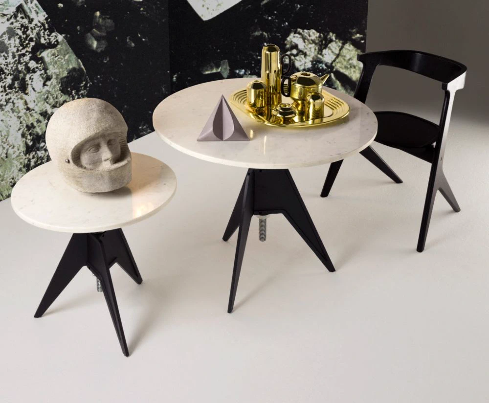 Стол Screw Cafe Table Pebble Marble Top 600 mm — Tom Dixon, мрамор, фото 3