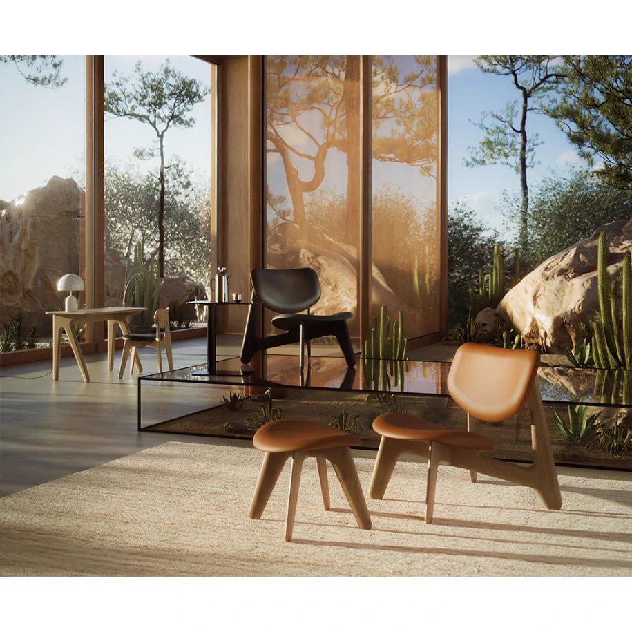 Каркас и наполнение: дерево. Современный дизайн Банкетка Slab Ottoman Natural Leather — Tom Dixon, кожа, фото 6