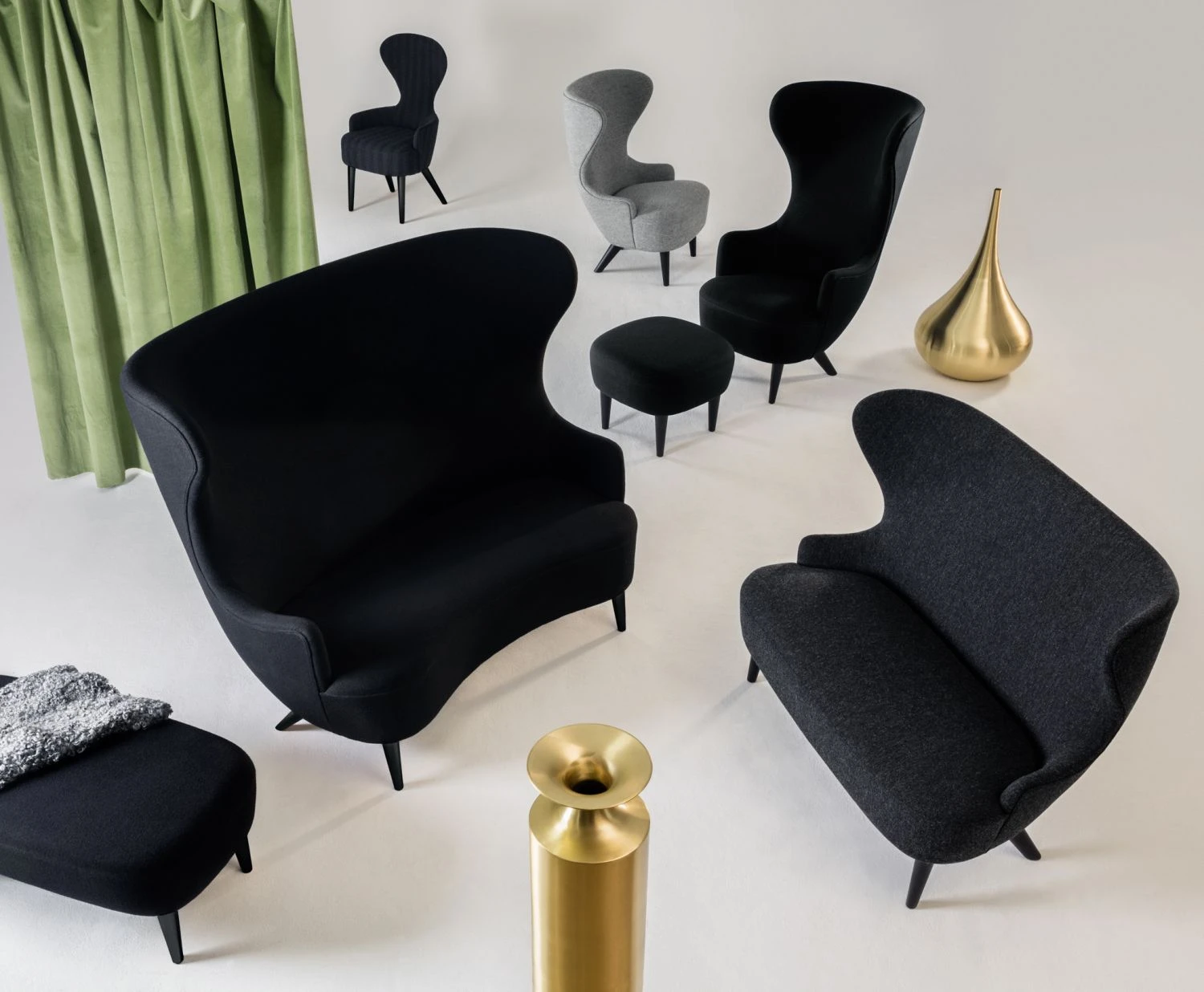 Каркас и наполнение: дерево. Современный дизайн Кресло Wingback Chair — Tom Dixon, текстиль, фото 6