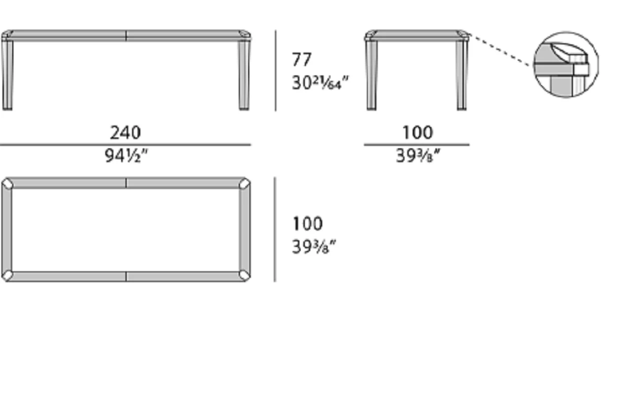Стол Eclipse Rectangular Table — Turri Spa, кожа, фото 6