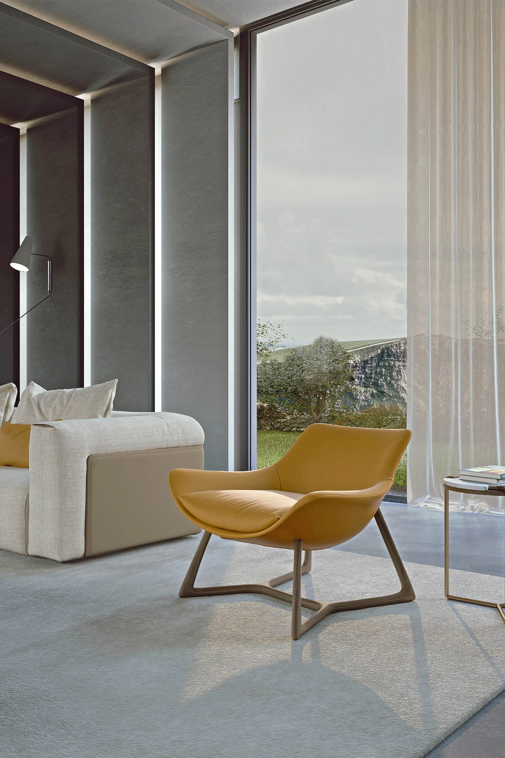 Каркас и наполнение: дерево. Современный дизайн Кресло Harp Small Armchair — Turri Spa, кожа, фото 5