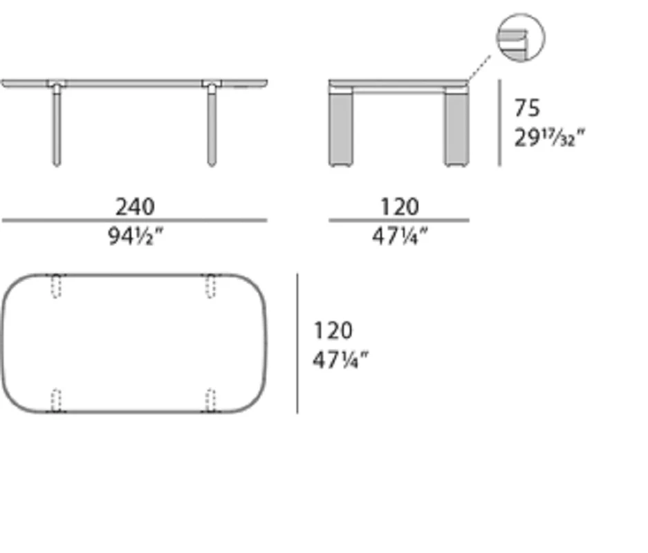 Стол Kenobi Rectangular Table — Turri Spa, кожа, фото 5