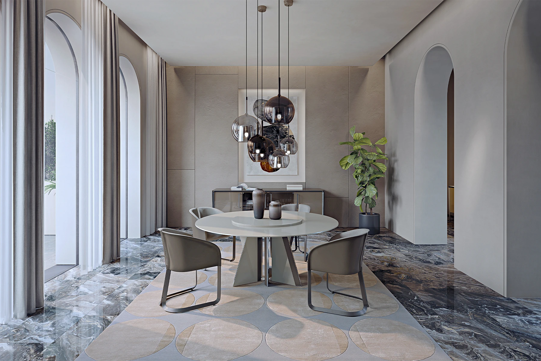 Стол Milano Round Table — Turri Spa, кожа, фото 4