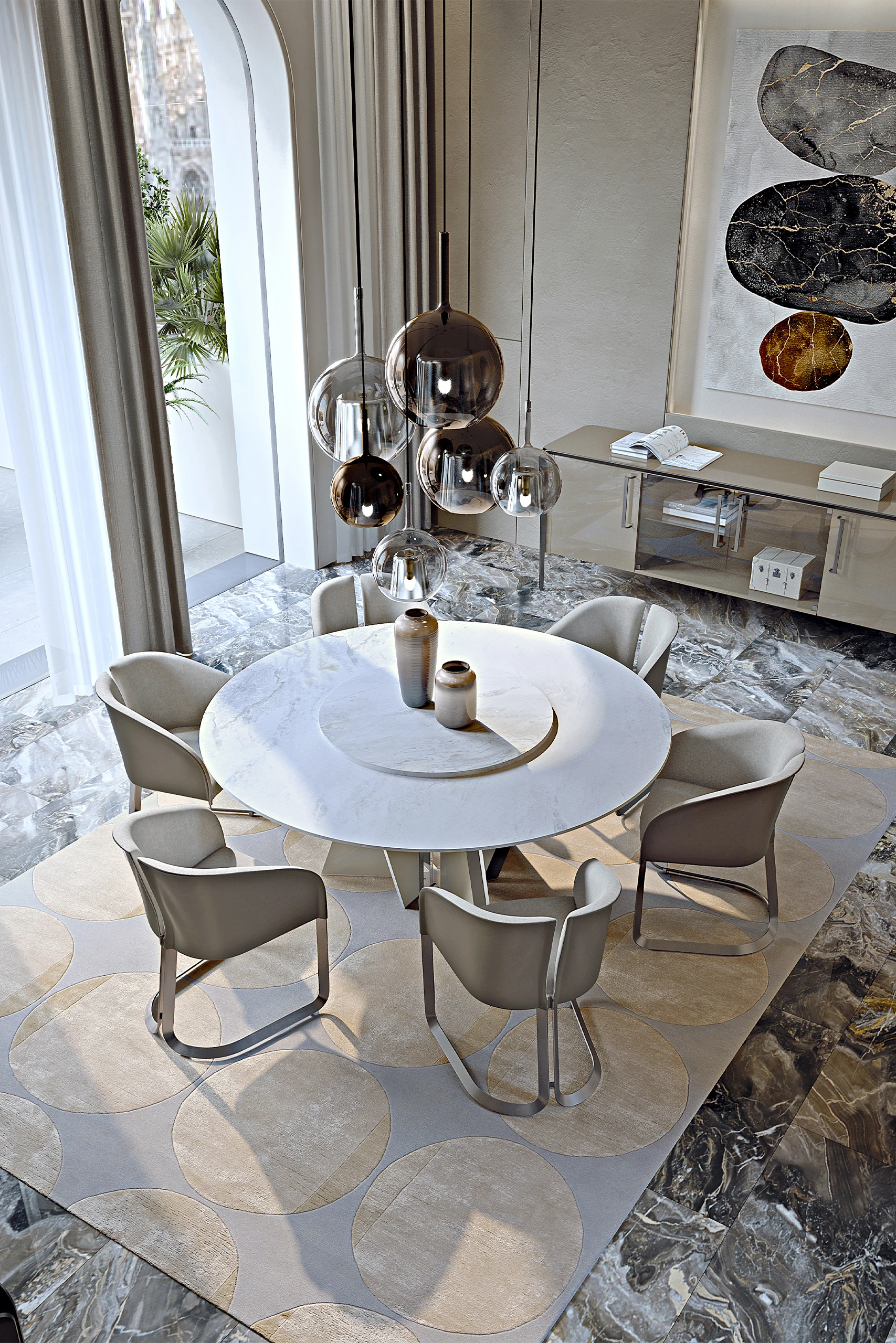 Стол Milano Round Table — Turri Spa, кожа, фото 5