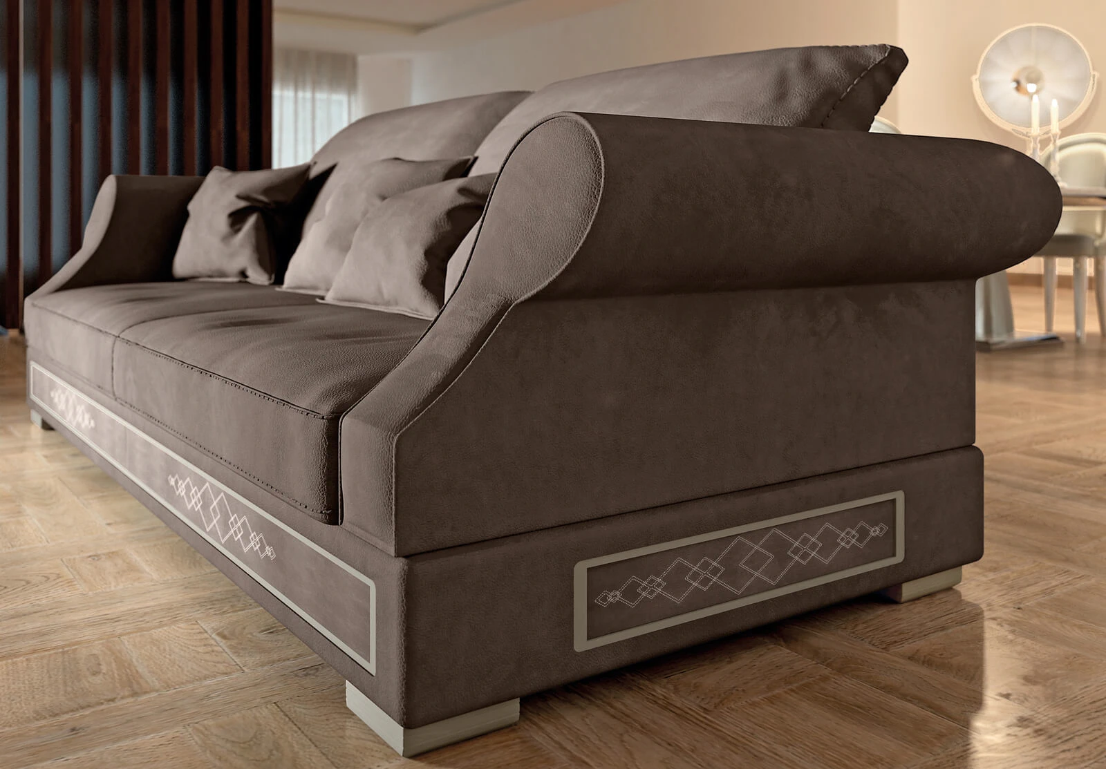 Каркас и наполнение: дерево, металл, ППУ. Современный дизайн Диван Comfort Nouveau — Vismara, нубук, фото 3
