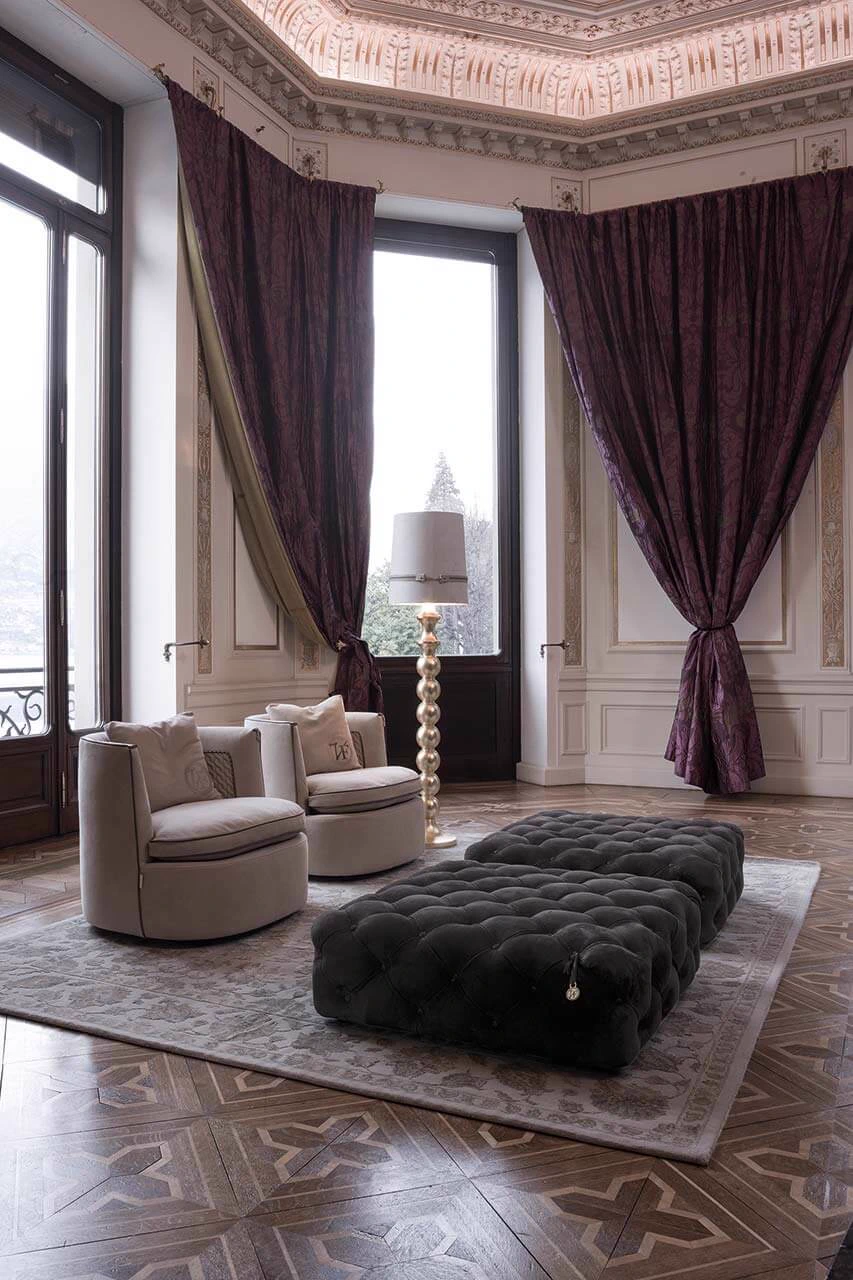 Каркас и наполнение: массив дерева. Стиль ар-деко Пуф Cipriani — Vittoria Frigerio, кожа, фото 5