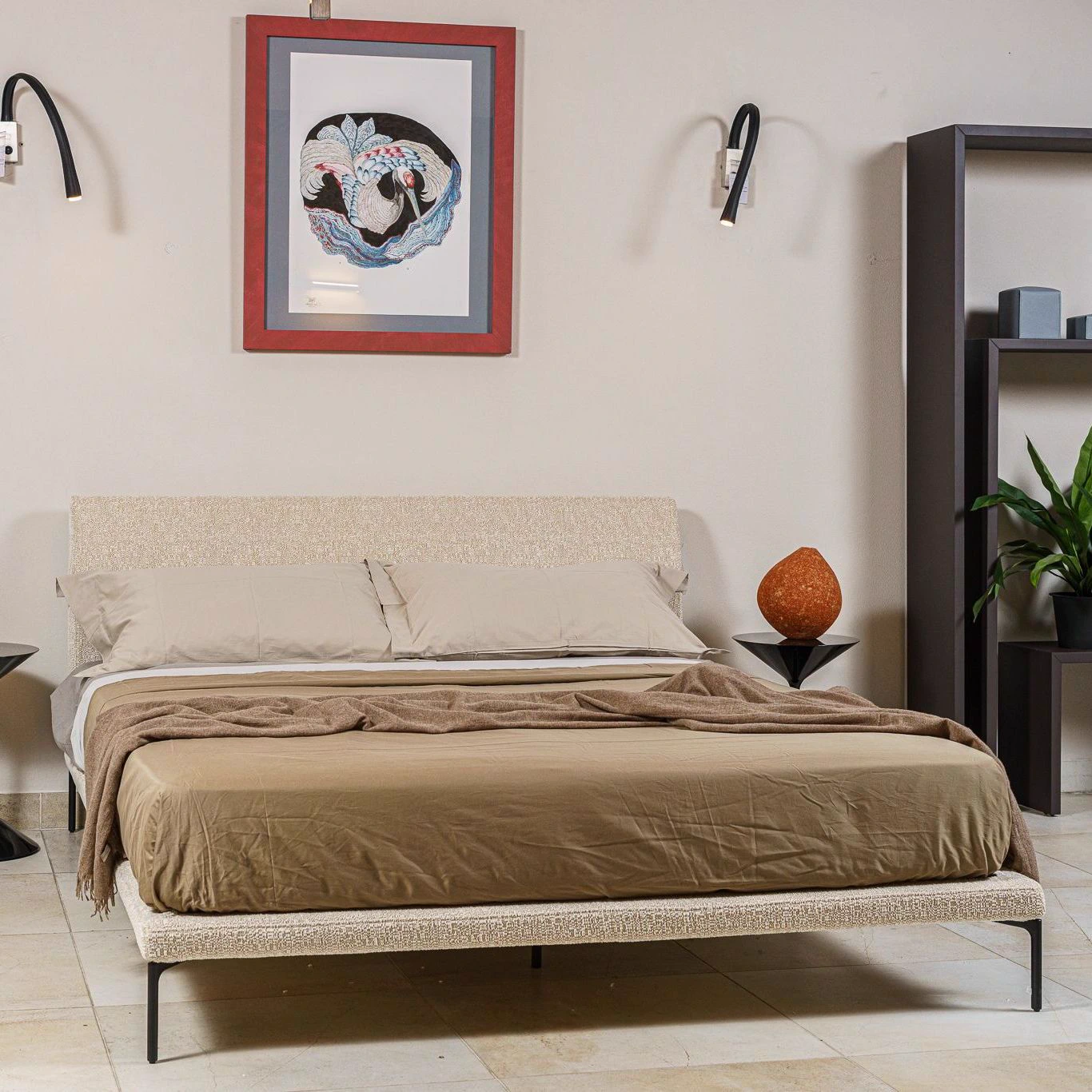 Кровать Talamo 160 Sabbia 024607 — Zanotta, кожа